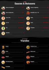 Menu Cavdar - Les sauces, viandes et boissons