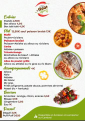 Menu Goût afro - Les entrées, plats et boissons, ...