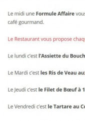 Menu Le Grill Nicolas - La formule affaire à 14,95€ et exemple des spécialités