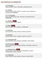 Menu Le Kiosque à Pizzas - Les pizzas classiques