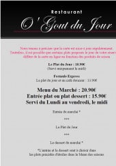 Menu O'Gout du Jour - Le menu du marché à 20,9€ et 15,9€