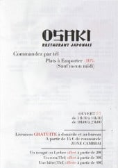 Menu Osaki - Carte et menu Osaki Cambrai