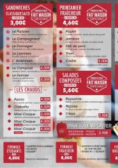 Menu Pause Café - Sandwiches, salades,pâtes,....