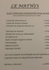 Menu Le Mathys - Plats à emporter