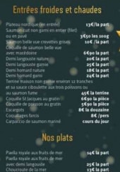 Menu Perle Marine - Les entrées et plats