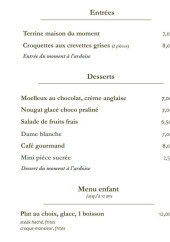 Menu Le Sart - Les entrées, desserts et menu enfant