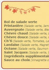 Menu Tartatou - les salades