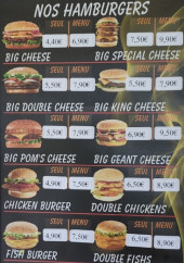 Menu King Food - Les hamburgers
