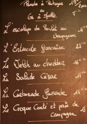 Menu Le bar'O - Les planches
