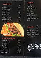 Menu Restaurant Marmara - Les sandwichs, plats, ...