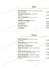 Menu La Bascule - Les pâtes et pizzas