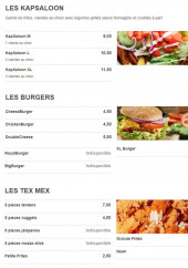 Menu O’naan Tacos - Les burgers, tex mex et  kapsaloon