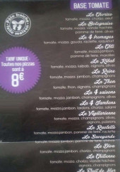 Menu K-one - Les pizzas base tomate