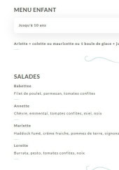 Menu Suzette - Menu enfant et salades