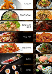 Menu Wok Express - Les entrées, nouilles et crevettes,...