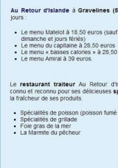 Menu Au Retour d'Islande - Les propositions