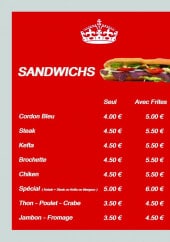 Menu Au Snack Royal - Les sandwiches 