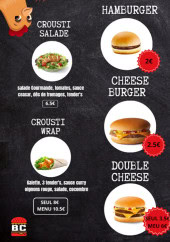 Menu Burger Crousti - Hamburger,  crousti salade et crousti wrap,...