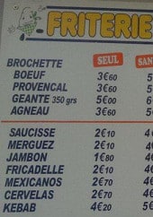 Menu La Friterie du Bon Accueil - Un extrait de la carte