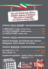 Menu Pizza fiesta - Pizzas suite, pasta et boissons