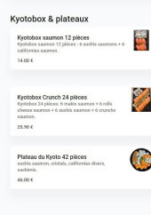 Menu Le Kyoto - Les kyotobox et plateaux