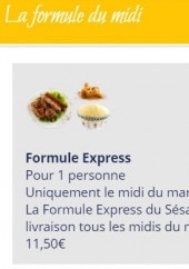 Menu Le Sesame - La formule du midi