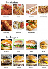 Menu Pepper Grill - Les starters et burgers