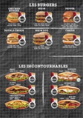 Menu Snack Time - burgers, incontournables