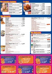 Menu Turtles Pizza - formules, salades, pâtes, tex-mex, boissons, desserts