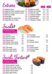 Menu Sushi Dream - Entrées et sushis