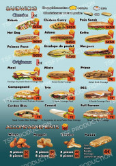 Menu Palais Du Kebab - Les sandwichs, accompagnements