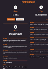 Menu My Pizza - Les ingrédients