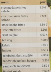 Menu Les Avenues - Les menus