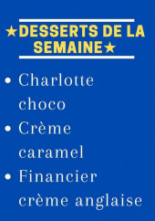 Menu Bar Brasserie de l'Europe - Les desserts de la semaine