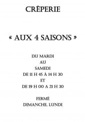 Menu Aux 4 Saisons - Carte et menu Aux 4 Saisons Precy sur Oise