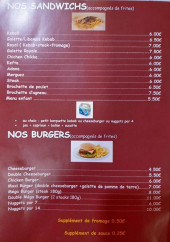 Menu Le Bosphore 6 - Les sandwichs et burgers