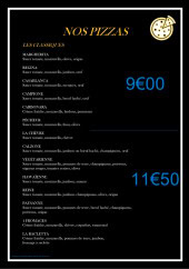 Menu Le Convivial - Les pizzas classiques