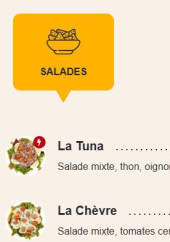 Menu Pepper Grill - Les salades