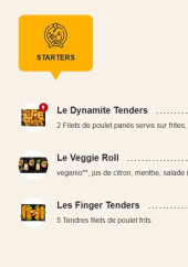 Menu Pepper Grill - Les starters
