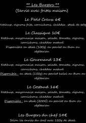 Menu Les Burgers de Lancrel - Les burgers