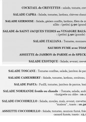 Menu il coccodrillo - Les salades: capra, gersoise, toscane,...
