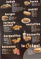 Menu Ô Régal - Les tacos, paninis et assiettes,...