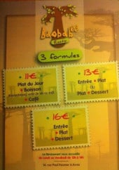 Menu Baobab kfé - Les menus