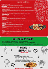 Menu The 716 - Les pizzas base crème, pizzas personnalisés et menu enfant