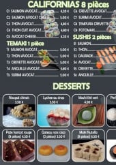 Menu Zen - Les californias et desserts