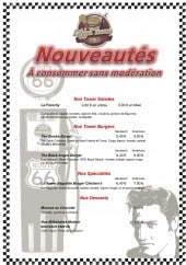 Menu Eiffel Tower Diner - Les nouveautés