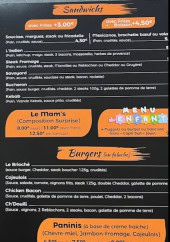 Menu Chez Mam'S - Les sandwichs, burgers, ...