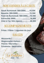 Menu La Paillote du 14 - Les viandes, accompagnements et sauces