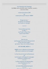 Menu Auberge d'Inxent - menus