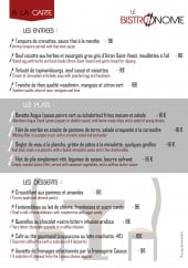 Menu Le Bistronome - Entrées, plats et desserts